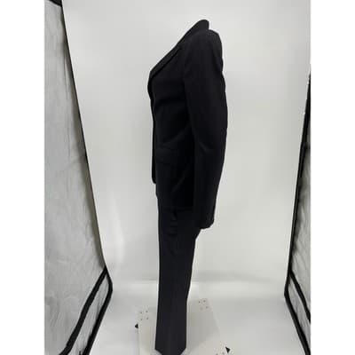 Gucci Women's Gray Pinstripe Wool Suit Blazer Pants Set Y2K mid rise 2000s vtg S - Thumbnail 4