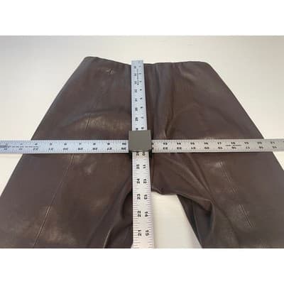 Vince Women's Brown Leather Leggings Pants Elastic Waist Slim Fit Size S Luxury - Thumbnail 11