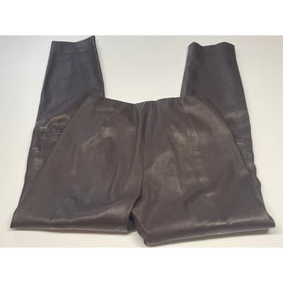 Vince Women's Brown Leather Leggings Pants Elastic Waist Slim Fit Size S Luxury - Thumbnail 7