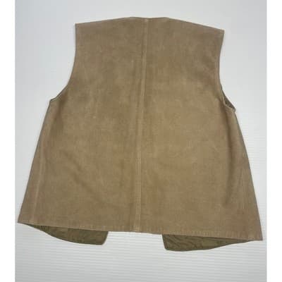 Vintage Suede Vest Beige Tan Minimalist Leather Open Front 90s Size 8 Women's - Thumbnail 8