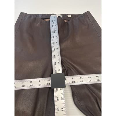 Vince Women's Brown Leather Leggings Pants Elastic Waist Slim Fit Size S Luxury - Thumbnail 9