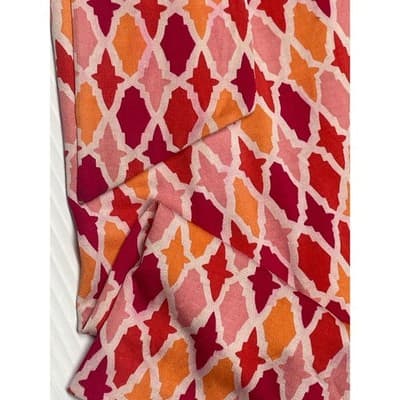 Vintage DVF Silk Wrap Dress Pink Orange Ikat Quatrefoil Print worn on Buffy sz 4 - Thumbnail 13