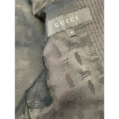 Gucci Women's Gray Pinstripe Wool Suit Blazer Pants Set Y2K mid rise 2000s vtg S - Thumbnail 13