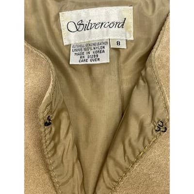Vintage Suede Vest Beige Tan Minimalist Leather Open Front 90s Size 8 Women's - Thumbnail 9