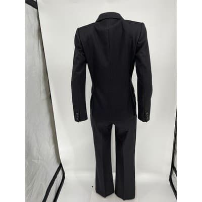 Gucci Women's Gray Pinstripe Wool Suit Blazer Pants Set Y2K mid rise 2000s vtg S - Thumbnail 8