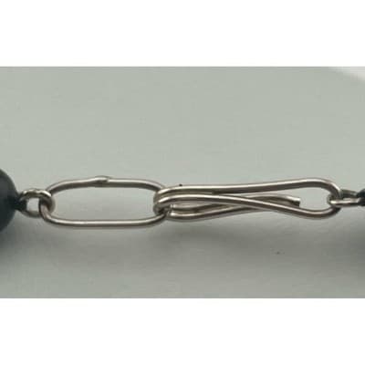 Vintage modernist sterling and onyx bead necklace w/ pearl accent artisan 80s - Thumbnail 10