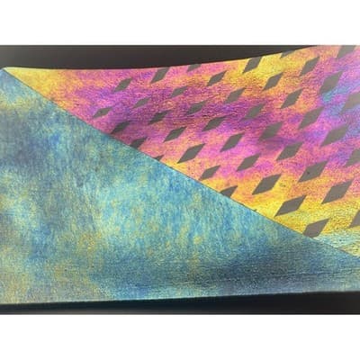 Kurt McVay 1986 Studio Art Glass Tray Iridescent Fused Glass, Modern Geometric - Thumbnail 4