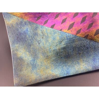 Kurt McVay 1986 Studio Art Glass Tray Iridescent Fused Glass, Modern Geometric - Thumbnail 3
