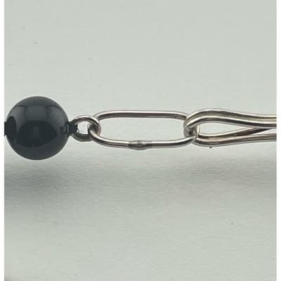 Vintage modernist sterling and onyx bead necklace w/ pearl accent artisan 80s - Thumbnail 9