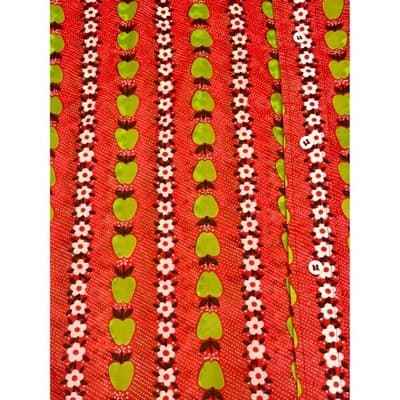 Vintage 70s Apple Flower Print Shirt Nylon Mod Novelty Band Collar Red Orange L - Thumbnail 3