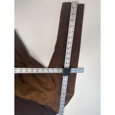 Vintage Brown Suede Wool Belted Peplum Top Blouse Womens S 70s 80s belt AS IS - Thumbnail 9