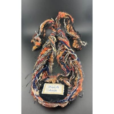 Artisan Agate Slice Necklace Fiber Textile Wearable Art Statement Avant Garde - Thumbnail 6