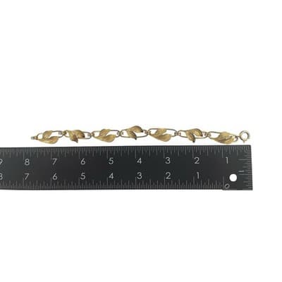Vintage mid century 12k gold filled etched leaf link bracelet 50s 60s - Thumbnail 8