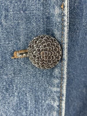 Vintage 80’s Denim Jacket Bling Rhinestones Studs Women Double Breasted Sz S M - Thumbnail 3