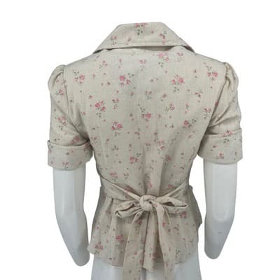 Vintage 70s Floral Safari Shacket Dagger Pointed Collar USA Union Made XS S - Thumbnail 4
