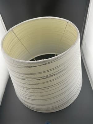 Fabric Lampshade White Off White Silver Metallic Stripe Empire Tapered 9” X 12” - Thumbnail 3