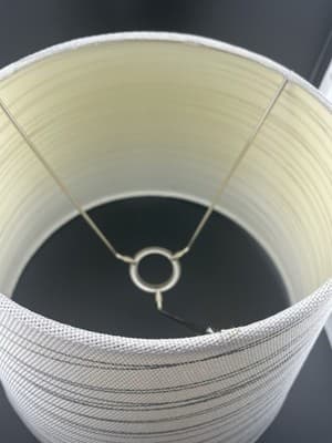 Fabric Lampshade White Off White Silver Metallic Stripe Empire Tapered 9” X 12” - Thumbnail 6