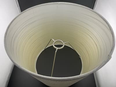 Fabric Lampshade White Off White Silver Metallic Stripe Empire Tapered 9” X 12” - Thumbnail 7