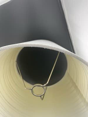 Fabric Lampshade White Off White Silver Metallic Stripe Empire Tapered 9” X 12” - Thumbnail 9