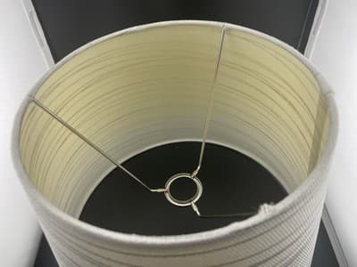 Fabric Lampshade White Off White Silver Metallic Stripe Empire Tapered 9” X 12” - Thumbnail 10