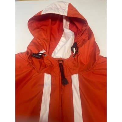 VTG Chaps Ralph Lauren Orange Windbreaker W/Hood Jacket Anorak Mens M Reflective - Thumbnail 3