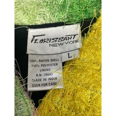 Vintage 90s Florissant NY Rainbow Eyelash Fiber Patchwork Jacket Avant Garde L - Thumbnail 8