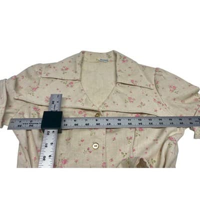 Vintage 70s Floral Safari Shacket Dagger Pointed Collar USA Union Made XS S - Thumbnail 12