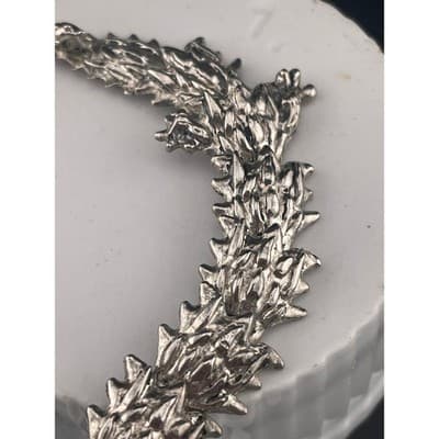 Vintage Brutalist Dragon Bracelet Silver Tone Heavy Textured Toggle Statement - Thumbnail 3