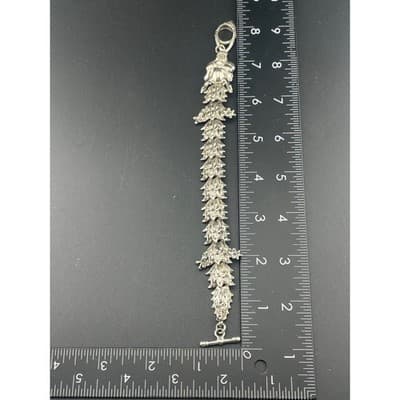 Vintage Brutalist Dragon Bracelet Silver Tone Heavy Textured Toggle Statement - Thumbnail 8