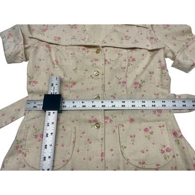 Vintage 70s Floral Safari Shacket Dagger Pointed Collar USA Union Made XS S - Thumbnail 13