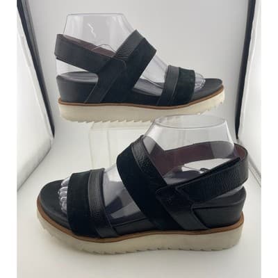Homers Artisan Black Leather Flatform Sandals sz. 37.5 (7-7.5) Made in Spain - Thumbnail 2