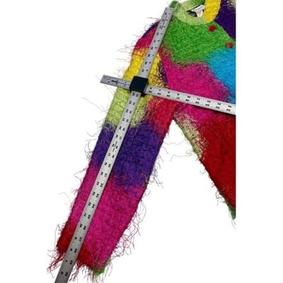 Vintage 90s Florissant NY Rainbow Eyelash Fiber Patchwork Jacket Avant Garde L - Thumbnail 11