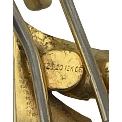Vintage mid century 12k gold filled etched leaf link bracelet 50s 60s - Thumbnail 6