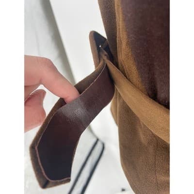Vintage Brown Suede Wool Belted Peplum Top Blouse Womens S 70s 80s belt AS IS - Thumbnail 5