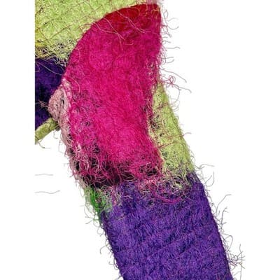 Vintage 90s Florissant NY Rainbow Eyelash Fiber Patchwork Jacket Avant Garde L - Thumbnail 12