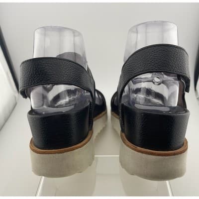 Homers Artisan Black Leather Flatform Sandals sz. 37.5 (7-7.5) Made in Spain - Thumbnail 7