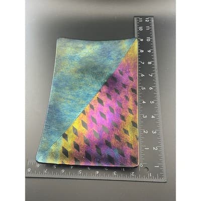 Kurt McVay 1986 Studio Art Glass Tray Iridescent Fused Glass, Modern Geometric - Thumbnail 9