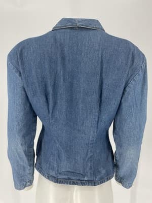 Vintage 80’s Denim Jacket Bling Rhinestones Studs Women Double Breasted Sz S M - Thumbnail 11