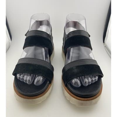 Homers Artisan Black Leather Flatform Sandals sz. 37.5 (7-7.5) Made in Spain - Thumbnail 4