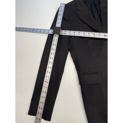 Gucci Women's Gray Pinstripe Wool Suit Blazer Pants Set Y2K mid rise 2000s vtg S - Thumbnail 24