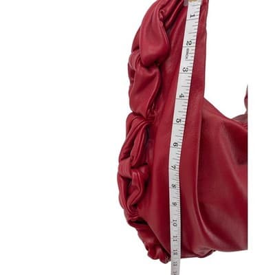 Elie Tahari Red Leather Hobo Bag Slouchy Ruched Soft Shoulder Purse Handbag - Thumbnail 13