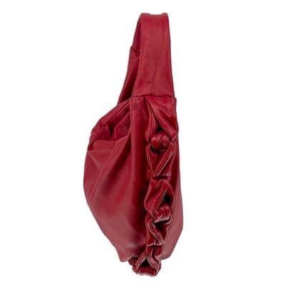 Elie Tahari Red Leather Hobo Bag Slouchy Ruched Soft Shoulder Purse Handbag - Thumbnail 5