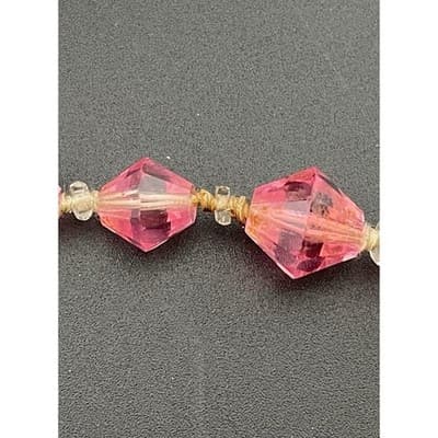 Vintage Pink Glass bicone Bead Necklace Long Graduated Faceted 41" Opera length - Thumbnail 8