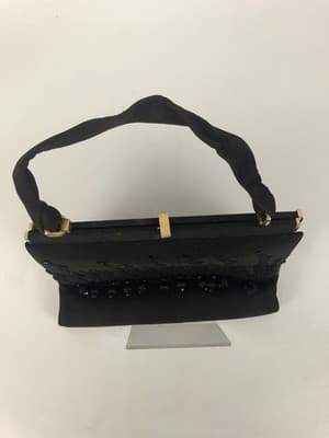 Vintage 50's/60's Beaded Fringe Purse Evening Bag Chocolate Brown & Black Spain - Thumbnail 6