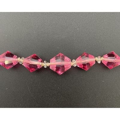 Vintage Pink Glass bicone Bead Necklace Long Graduated Faceted 41" Opera length - Thumbnail 7
