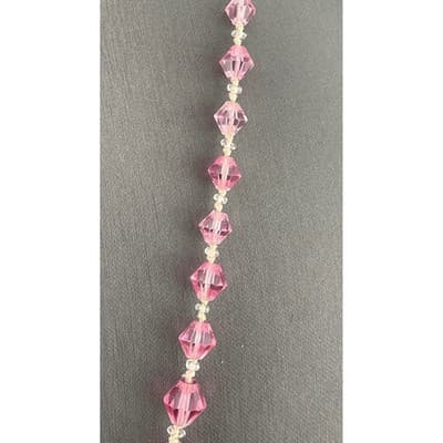Vintage Pink Glass bicone Bead Necklace Long Graduated Faceted 41" Opera length - Thumbnail 11
