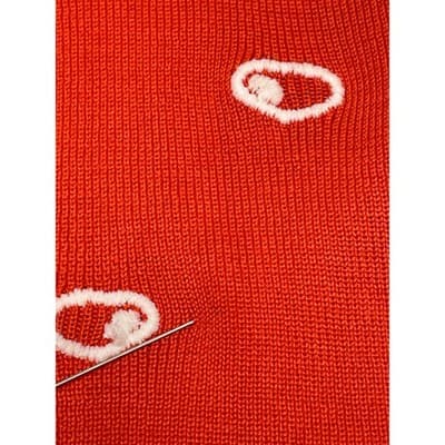 Vintage 70s Orange Graphic Dot Cardigan ILGWU Mod Knit Fitted Small Medium USA - Thumbnail 10