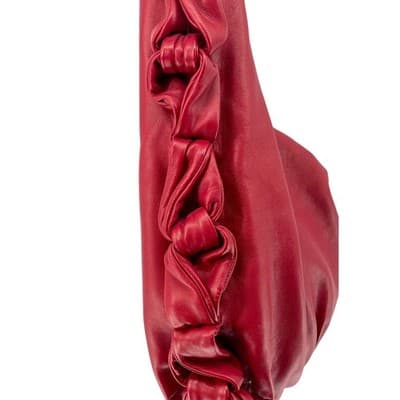 Elie Tahari Red Leather Hobo Bag Slouchy Ruched Soft Shoulder Purse Handbag - Thumbnail 6