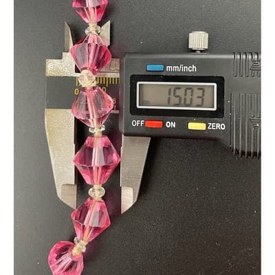 Vintage Pink Glass bicone Bead Necklace Long Graduated Faceted 41" Opera length - Thumbnail 13