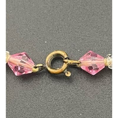 Vintage Pink Glass bicone Bead Necklace Long Graduated Faceted 41" Opera length - Thumbnail 6